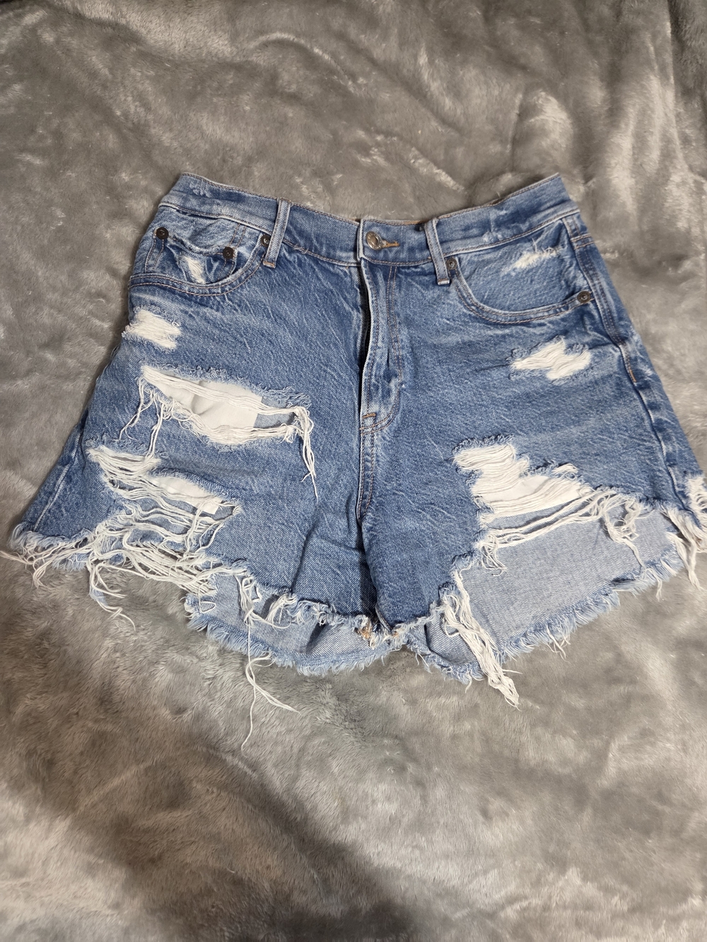 American Eagle Outfitters Light Blue Distressed Denim Cutoff Shorts